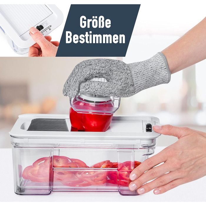 Овочерізка мандоліна, овочерізка, нарізка для огірків, нарізка для цибулі, картоплерізка, фрукторізка, терка для овочів та сиру, різак для жульєну (все в 1, білий)