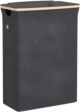 Ящик для белья 150 л - Корзина для белья 3 отделения - Крышка - Сортировщик белья с мешком для белья - Корзины для белья - Серый бамбук - Корзина для белья - Система сортировки белья - Сборник для белья 3) 150л Серый