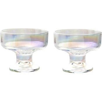 Скляні десертні миски, 185 мл, кришталеві скляні миски для морозива, фруктів, пудингу, снеків, пластівців, горіхів - преміальні скляні миски для сервірування, 2 шт. (кольорові)