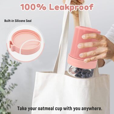 Стаканчик для пластівців 870 мл з ложкою та щіточкою, рожевий Forbabe