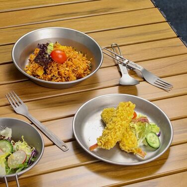 Титановая тарелка Чаша Кемпинг Набор посуды Легкая кухонная утварь на открытом воздухе Портативный дорожный поднос для пикника Тарелка Чашка Прочные столовые приборы с сумкой для переноски (Ti1112T Bowl)