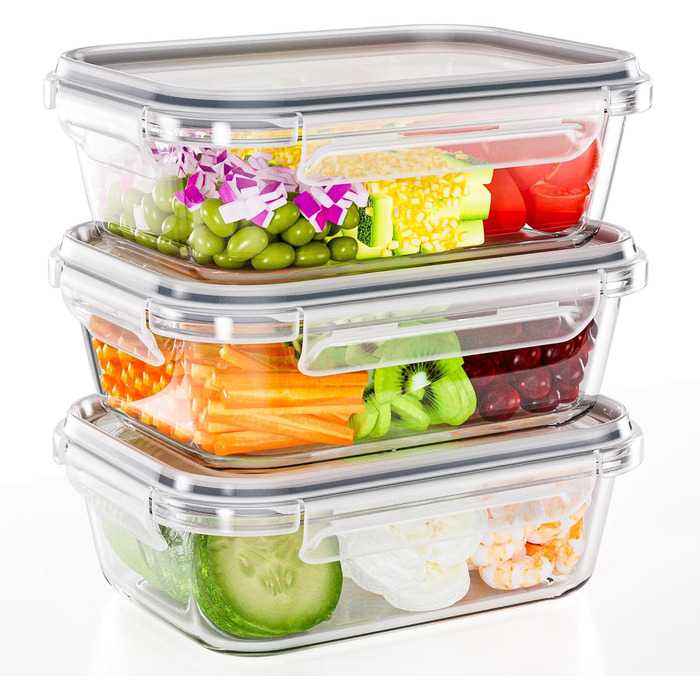 Набір скляні контейнери з кришками, 3 предмети, TUSEASY