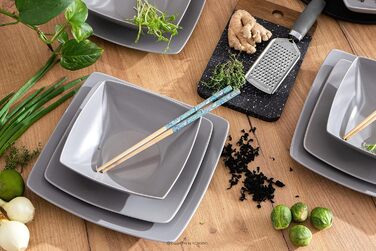 Набор посуды konsimo на 12 персон Набор тарелок EPIRI Modern 36 предметов Столовый сервиз - Сервиз и наборы посуды - Комбинированный сервиз 12 персон - Сервиз для семьи - Посуда тарелки (серая, на 12 персон)