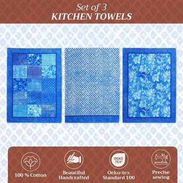 Набір із 3 багатоцільових кухонних рушників Maison d&39 Hermine Сільське Різдво зі 100 бавовни Барні рушники День подяки/Різдво (50 см x 70 см) (06 - Indigo Love)