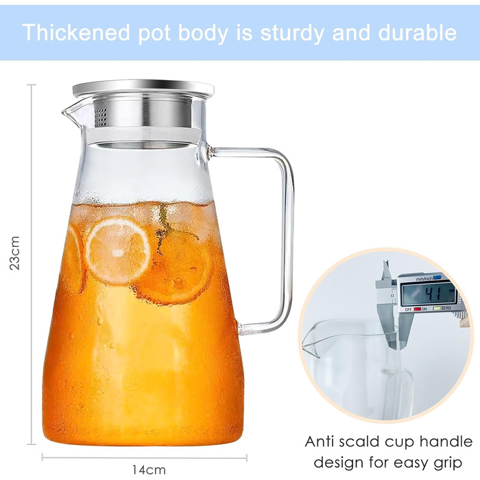 Стеклянный кувшин для воды с крышкой 2,3л Nutabevr