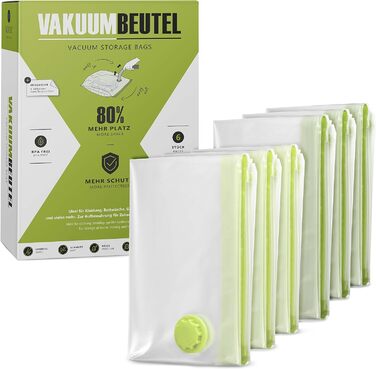 Вакуумні пакети для закочування - 10 шт. у 3 розмірах - Практичні компресійні мішки - Багаторазові сумки для зберігання в подорожах - без пилососа (6 шт. (3 L 3 XL))