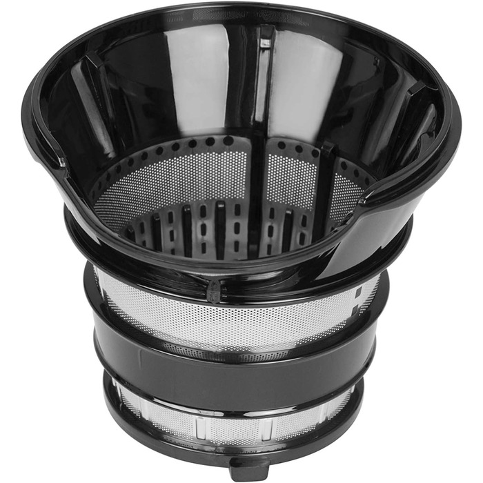 Дизайн повільної соковижималки, результат тесту 'Дуже добре', соковижималка для фруктів, овочів і зелені, великий завантажувальний отвір 75 мм Ø для цілих фруктів, з ситом для соку і сорбету, чорний, нержавіюча сталь, 500 -