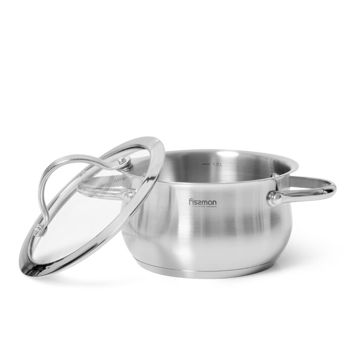 Каструля зі скляною кришкою Fissman VALERY 16x8 см на 1,6 л (5411)
