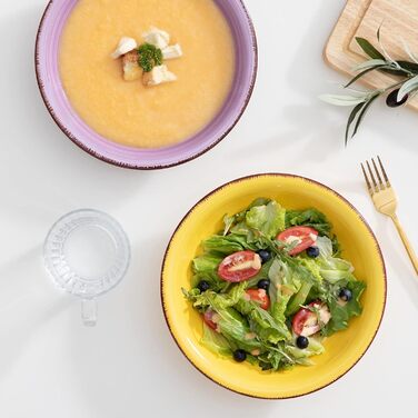 Тарелка для торта из керамогранита, BONITA Плоская тарелка из 6 предметов, Ø 18,8 см Набор десертных тарелок для макаронных изделий (8,3 дюйма, красочная серия01)