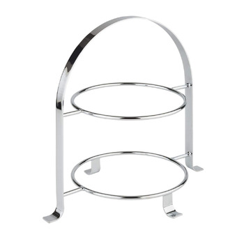 Стійка для сервірування APS високоякісна хромована металева підставка для торта на 3 тарілки з максимальним Ø 27 см - загальна висота 43 см (тарілки в комплект не входять) (2 тарілки - Ø 27см)