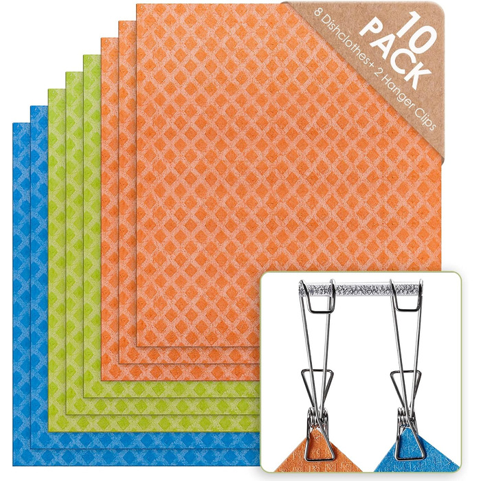 Салфетки для уборки 8 шт и 2 зажима для подвешивания Etokon.Org