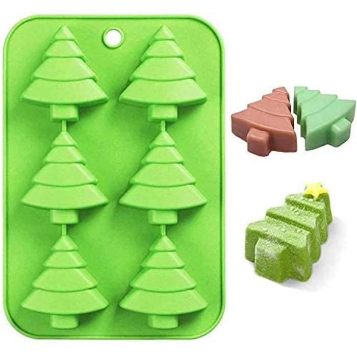 Силіконова форма BREEZO Різдво 6 порожнин великі різдвяні ялинки шоколадні форми мило цукерки торт випічки форми для Різдва різдвяний торт прикраса 1