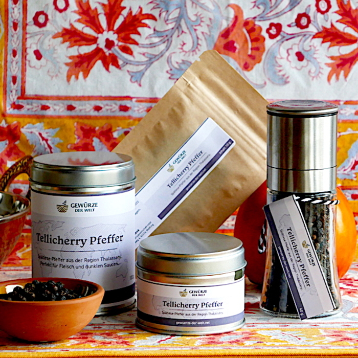 Чорний перець Телічеррі 100 грам в банці Gewuerze der Welt