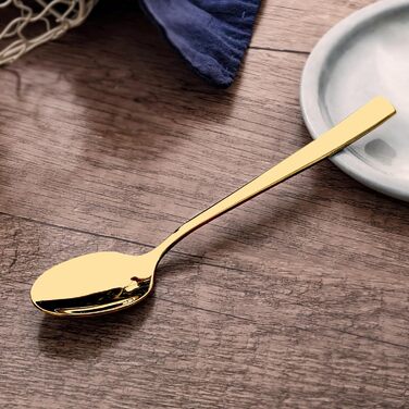 Набір із 6 десертних ложок - маленькі ложки, кавові ложки, нержавіюча сталь, 15,3 см, можна мити в посудомийній машині, елегантний та сучасний дизайн (золотий, 12 шт. )