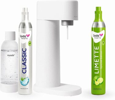 Набір для газування води, 4 предмети, класик + лайм, білий Mysoda Woody SodaTASTE
