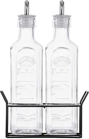 Набор из 2 дозаторов масла и уксуса 600 мл на металлической подставке Kilner