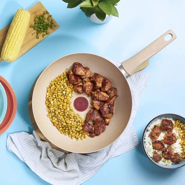 Сковорода ВОК Tefal Delight,28см, алюминий, бакелит, бежевый