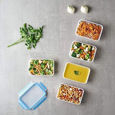 Набір з 5 прямокутних контейнерів для зберігання продуктів 0,8 л з кришками Clip & Close EMSA