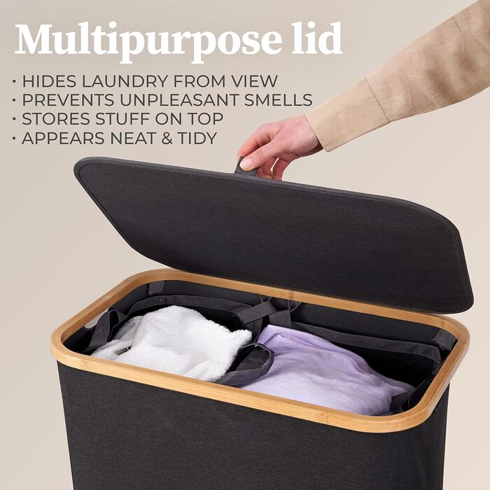 Кошик для білизни з кришкою, 2 відділення, 140 л HENNEZ