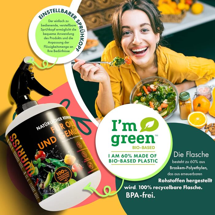 Натуральний засіб для чищення фруктів та овочів 2 x 500 мл QUARISS