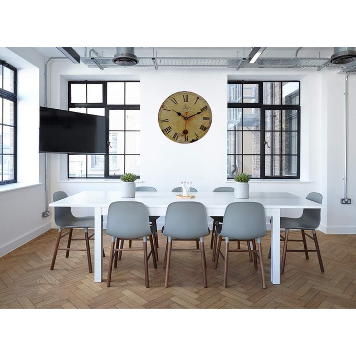 Настінний кухонний годинник YOAI, вінтажний, потертий, ШИК, античний, ностальгічний, сільський, кварцовий годинник з МДФ з безшумним механізмом, 12 дюймів/30 см Ø (дерево)