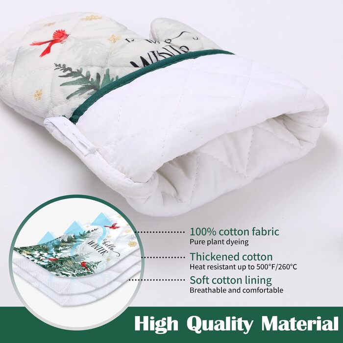 Перчатка для духовки и прихватка для кастрюль, набор 2 предмета, Зимний лес Arquiel