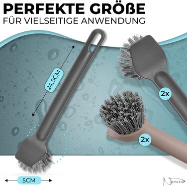 Щітка для посуду з нейлоновою щетиною та скребком 4 шт 24,5 см Nictario