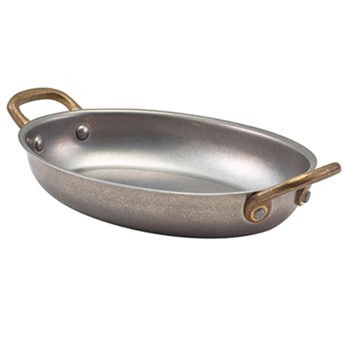 Сковорода для подачи 18.5*13.5 см, 500 мл, овальная, металлическая, Vintage Steel, GenWare