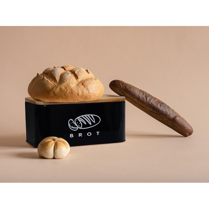 Хлібниця з кришкою 30 х 18 х 14 см чорний Theo&Cleo