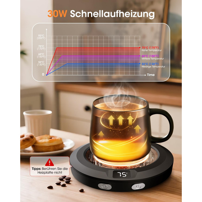 Подогреватель чашек с автоматическим выключением 2-12 часов, черный MXMZHXU