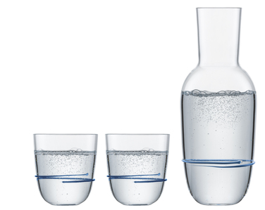Графин для воды со стаканами, набор 3 предмета, синий Aura Zwiesel Glas