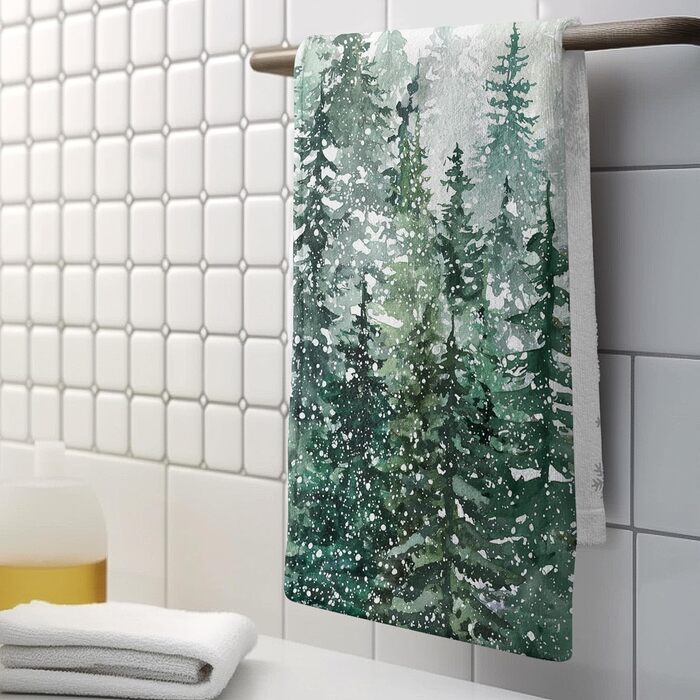 Різдвяні кухонні рушники Kwlegh, рушник для рук, різдвяна ялинка, цукерка-тростина, сніжинка, рушник для пальців, набір з 2 шт. , милий чоловічий банний рушник, високопоглинаючі рушники, 36 x (зимовий колір)