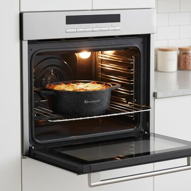 Каструля/горщик GOLDMANN з антипригарним покриттям та скляною кришкою, 6,5 л, мармурове керамічне покриття, для всіх варильних поверхонь, екологічно чиста (20 см)