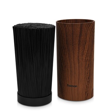 Підставка Fissman для кухонних ножів та ножиць 11x22 см кругла, колір ДЕРЕВО пластик (12876)