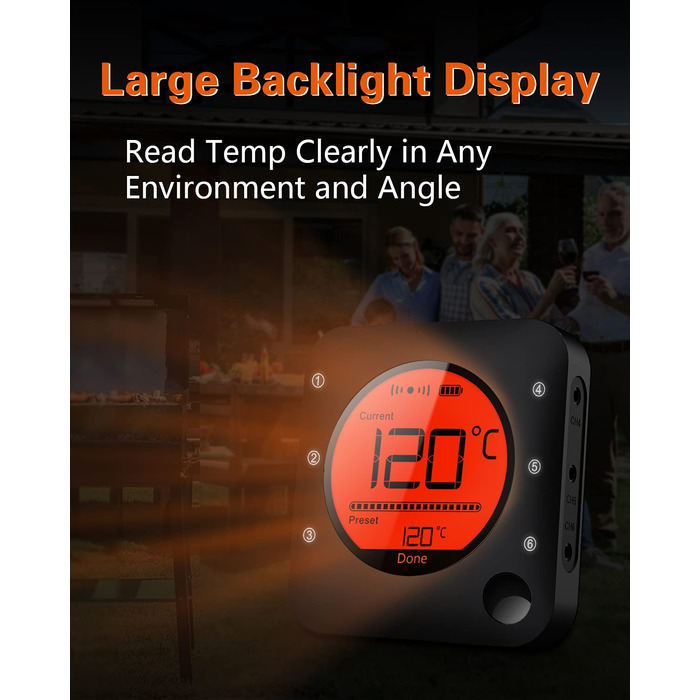 Термометр для м'яса з 4 зондами з нержавіючої сталі BFOUR