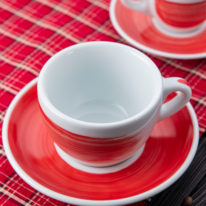 35111 Чашка espresso 75 мл Red stroke B 'Verona Millecolori Hand Painted Brush stroke B Red with Sta