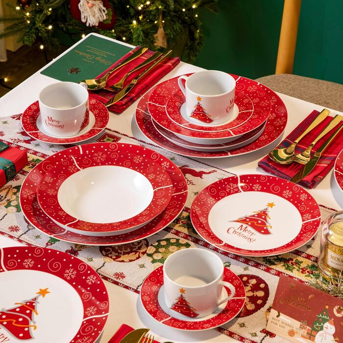 Порцеляновий різдвяний набір посуду на 6 осіб, 30 предметів VEWEET