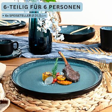 Кам&39яні миски для пасти 6 предметів, набір мисок для пасти на 6 осіб, набір мисок, придатний для миття в посудомийній машині та мікрохвильовій печі, велика багатофункціональна миска темно-сірого кольору 750 мл VALUE COLLECTION (Vigo, обідні тарілки 6 пр