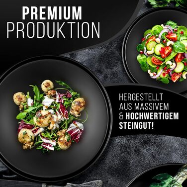 Набір тарілок на 6 персон, 24 предмети, чорний Manhattan Pure Living