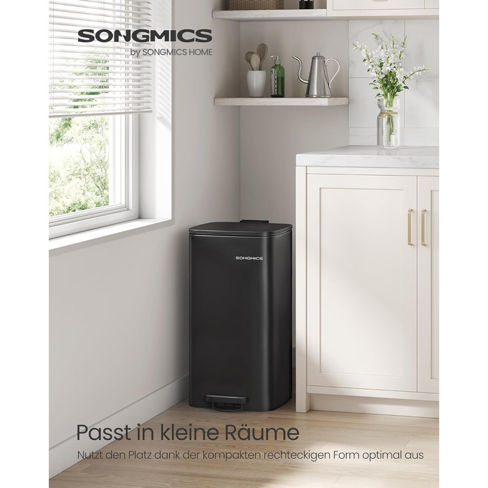 Сміттєвий бак 30 л чорний SONGMICS