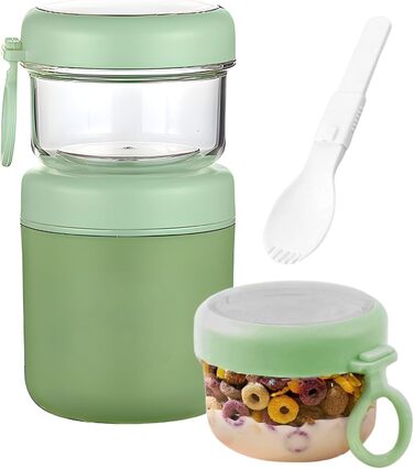 Стаканчик для пластівців 860 мл із складаною ложкою, зелений NEXROLA