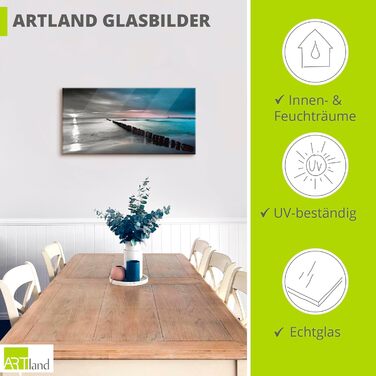 Настінний декор скляні картини настінна картина скляна картина цільна 40x40 см квадрат пляж море сонце карибський пейзаж узбережжя схід сонця морський S7LE (Пляж Балтійського моря, 100Д x 50Ш см)