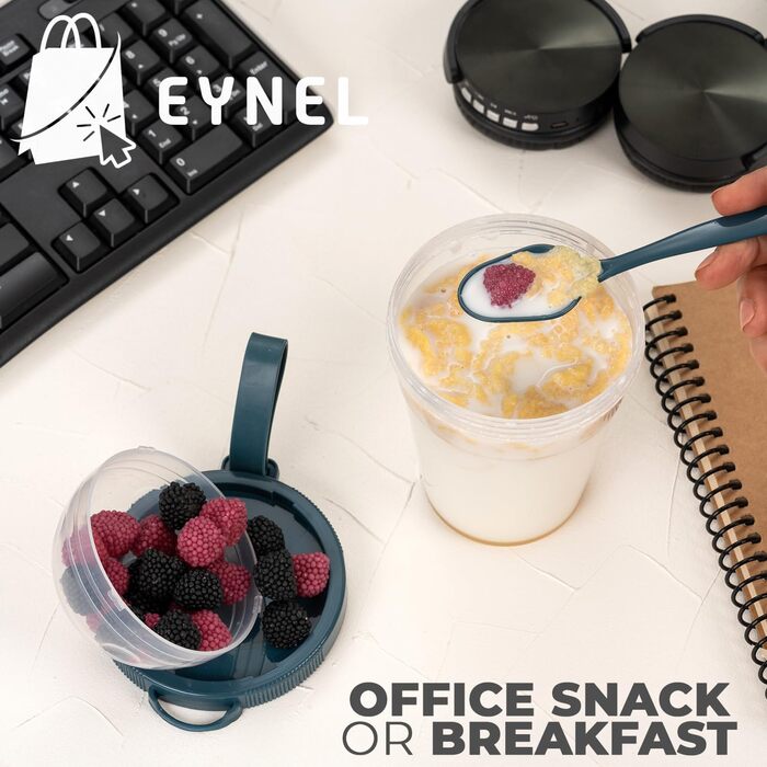 Стаканчики для йогурту з пластівців EYNEL на ходу з кришкою та ложкою, багаторазові пластикові парфе, молочний сніданок, хрусткі пластівці, вівсянка, смузі, перекус, чаша (набір 4 кольорів з ручкою)