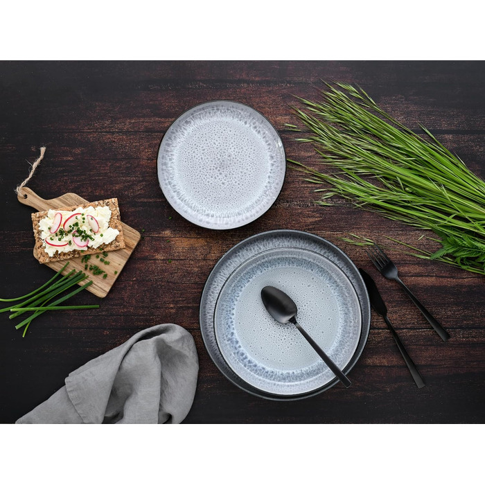 Серія Nordic Fjord набір посуду з 18 предметів, набір тарілок з кераміки (набір тарілок 18 шт. , іній), 21551