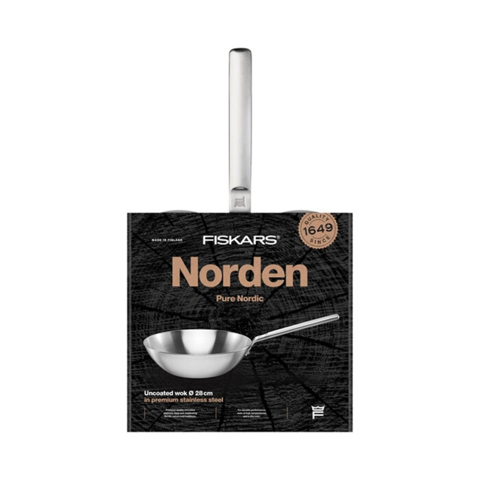 Сковорода Вок Fiskars Norden 28 см без покрытия (1067630)