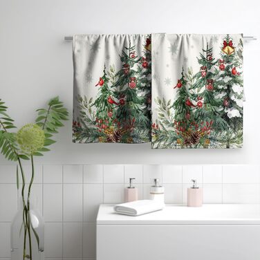 Різдвяні кухонні рушники Kwlegh, рушник для рук, різдвяна ялинка, цукерка-тростина, сніжинка, рушник для пальців, набір з 2 шт. , милий чоловічий банний рушник, високопоглинаючі рушники, 36 x (різдвяний сосновий ліс)