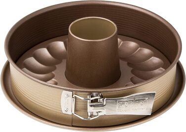 Пружинна форма AA8Ø 26 см MOJAVE GOLD, форма для випічки з плоским і трубчастим дном з листової сталі, кругла форма для торта з антипригарним покриттям, армованим керамікою (колір червоне дерево/золото), кількість ука 27 x 27 x 6,5 см, 7352