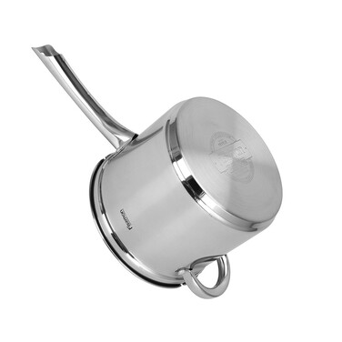 Ківш Fissman FEDELE 18x15 см 3,57 л. зі вставкою-пароваркою і скляною кришкою нерж.сталь (5375)