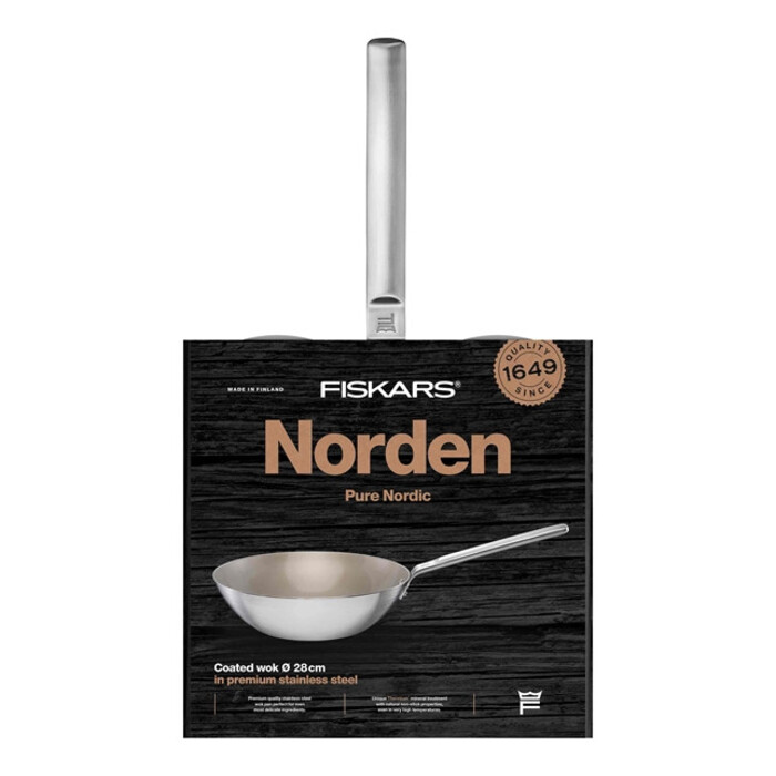 Сковорода Wok Fiskars Norden 28cm з мінеральним покриттям (1067636)