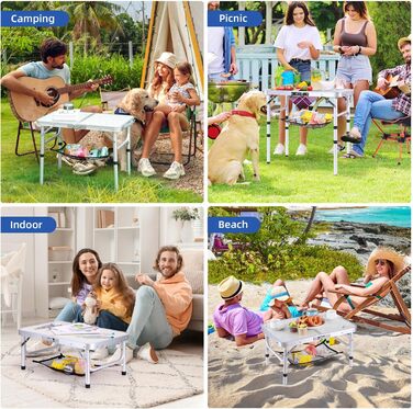 Складной кемпинговый стол с 3 уровнями высоты 60 х 40 см белый Sportneer